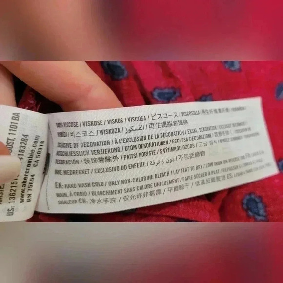 VTG Y2K Abercrombie Fitch Boho Top Cold Shoulder Red Floral Gypsy Size S - Picture 12 of 13